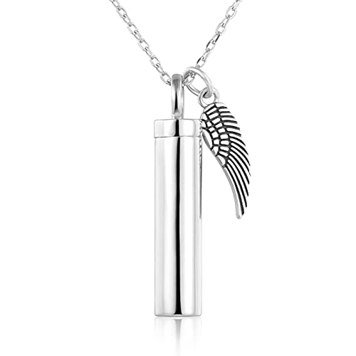 925 Sterling Silver Minimalist Urn Pendant Ash Necklace - Memorial Ashes Keepsake Exquisite Cremation Jewelry