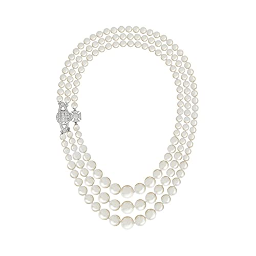 DEHOHO Empress Dowager Vivienne 3-Layer Pearl Necklace Luxury Saturn Diamond Necklace