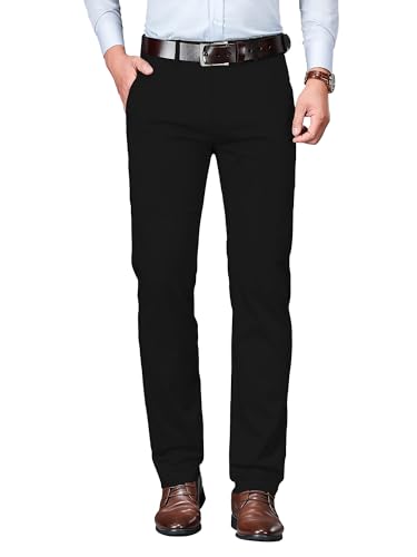 Image of AVANOVA Men's Light Grey Solid Trousers Light Business Style Slightly Stretch Straight Leg Pants for Outdoor Casual Daily (Trouser 127)