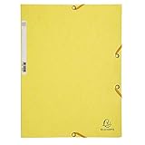 Exacompta - 55529E - Caja de 25 subcarpetas con gomas elásticas - bolsillos con 3 solapas - en cartulina brillo 400 g/m2 - dimensiones 24 x 32 cm para documentos formato A4 - color amarillo limón
