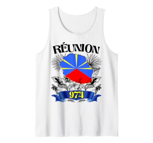 Belle île de Réunion 974 Carte Drapeau Margouillat Fierté Débardeur