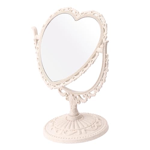Espejo de maquillaje de mesa vintage forma corazón