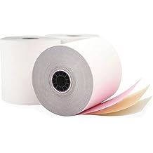 (10 Rolls - 60 GSM) 3 ply carbonless Paper Rolls Receipt Rolls, Paper, 3 x 65' x 7/16 Core, three 3 Ply White/Canary/Pink PMC07638 - BuyRegisterRolls