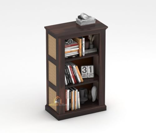 Image of SHYAM ART & CRAFT Solid Sheesham Wooden Bookshelf | Book Shelf Cabinet for Home & Office Living Room | Pre Assembled Semi Open Bookshelf (Walnut Finish)