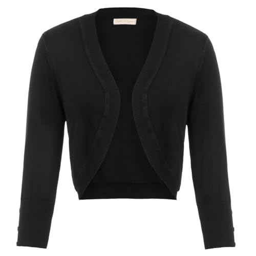 Belle Poque Womens 3/4 Sleeve Bolero Shrug Open Front Knit Cropped Cardigan2