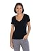 Woolly Clothing Women's Merino Wool V-Neck Tee Shirt - Ultralight - Wicking Breathable Anti-Odor M BLK