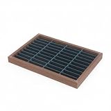 KiBcsLic Vassoio Porta Bracciali Vassoio Espositore Contenitore Gioielli Vetrina Braccialetti Organizer 40 Scomparti Singolo Strato Esterno Effetto Legno, Noce Con Interno Verde Scuro, 3 Cm