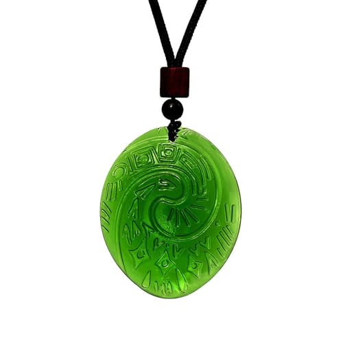 Green Stone Heart Necklace for Women Costume Accessories with Heart of Goddess Pendant Gifts Ideas for Cosplay/Halloween/Valentine/Birthday/Christmas