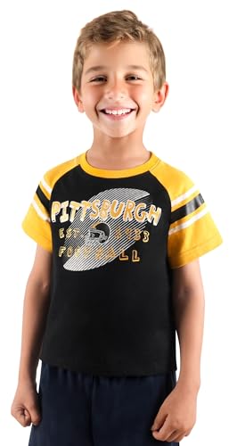 Simapak Unisex Kids Toddler Football Fans Athletic City Raglan T-Shirts - Yellow & Black (Size:3T)