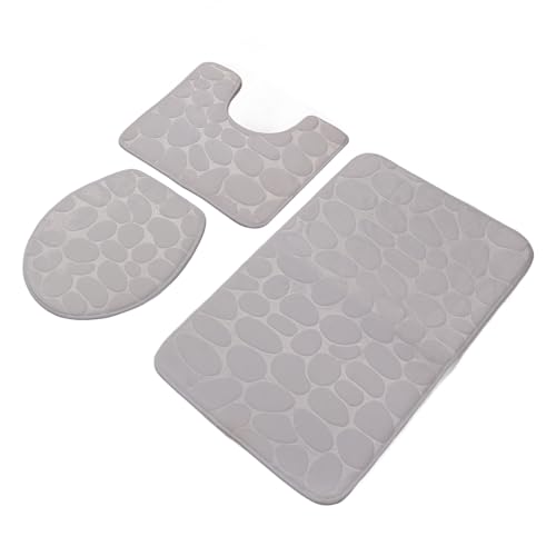 Fafeicy Tapete para Tapa de Inodoro, Juego de 3 Alfombras de Baño, Tapa de Inodoro Cov en Forma de U, Tapete de Inodoro Contorneado, Tapete para Tapa, Alfombra de Baño, Absorbente de