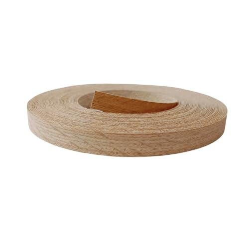 ebpsneer Real Red Oak 1/2 inch ×50ft Wood Veneer Edge Banding Roll,Pre-glued Iron On Wood Veneer Edging-Backed with Hot Melt Adhesive-Flexible Edgebanding Strip for Furniture Restoration