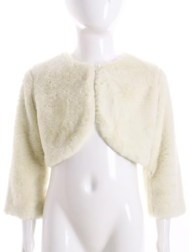 Kids Cozy Faux Fur Jacket Flower Girls Dress Coat Bolero Shrug Coat Accessories Princess Cape Winter Outerwear3