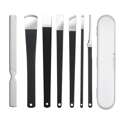 MYLMAC 7 Pcs Professional Pedicure Tools for Feet Stainless Steel Ingrown Toenail Removal Blade Kit with File Toe Nail Knife Set for Men Women Corn and Rasp Callus Remover Foot Scraper for Dead Skin