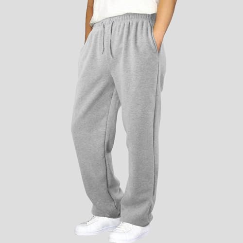 Boys' Baggy Sweatpants Straight Leg Open Bottom Casual Pants Elastic Waist Athletic Joggers Sweat Pants with Pockets2