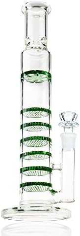 REAMIC Tall Thick Bong Glass Water Honeycomb Bubbler 18.8mm Height 34cm Recycler Glass Hookah Smoking Pipes
