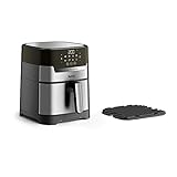 Tefal Easy Fry Precision+ 2-in-1 Digital Air Fryer And Grill 4.2L Capacity 8 Programs Inc Dehydrator Stainless Steel EY505D, 1550W