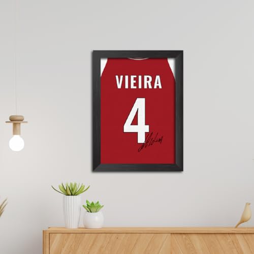 Image of TenorArts Patrick Viera Poster Frame Arsenal Jersey Laminated Photo Print Signature Framed Painting with Matt Finish Black Texture (12 inches x 9inches)