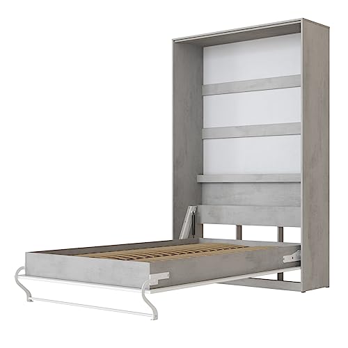 SMARTBett Schrankbett Standard 90x200 120x200 140x200 160x200 Bettschrank Wandbett Beton/Weiss Hochglanz 120 Vertikal – Bild 3