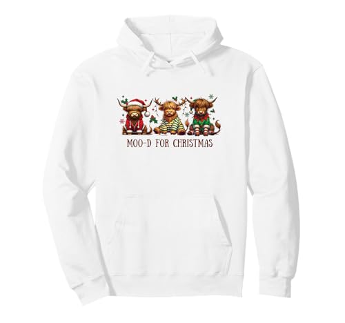 Vache des Highlands Humoristique « Moo-d for Christmas » pour Les Vacances en Famille Sweat à Capuche