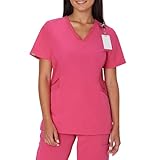 Hanes Women's Scrubs Healthcare Top, Moisture-Wicking Stretch Scrub Shirts, Ribbed Side Panels