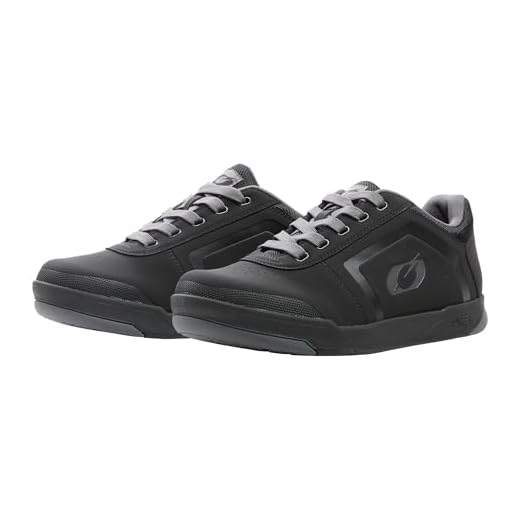 O'NEAL Pinned Flat Pedal Mountainbike Schuhe I MTB Downhill Freeride | Hoher Grip, perfekte Passform I MTB Schuhe Herren & Damen mit verstärkter Zehenkappe | Schwarz Grau | 40