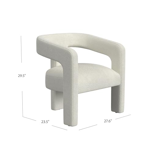 Image of Homepop Home Decor | Upholstered Barrel Accent Chair | Accent Chairs for Living Room & Bedroom | Decorative Home Furniture - White Boucle