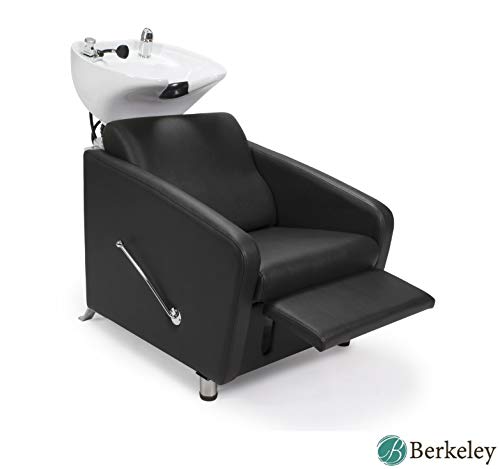 Miniatura 3 de KLYNE - Unidad de lavado a contracorriente de champú con cuenco de champú blanco, reposapiés ajustable y grifo para salón de belleza, equipo de