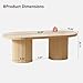 RUSTYER Oval Fluted Coffee Table, Farmhouse Wood Coffee Table Mid Century Modern Center Table Boho Living Room Tables for Living Room Office (Natural, 19.69