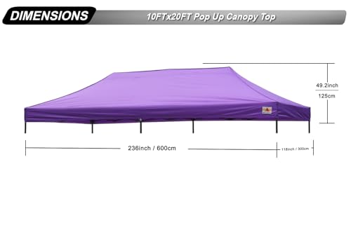 Image of ABCCANOPY Replacement Canopy Top for Pop Up Canopy Tent 10x20 Purple