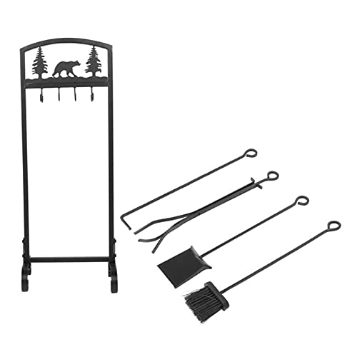 Ensemble d'outils de cheminée en fer forgé 5 pièces pour poêle - 5