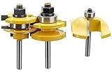Aoher 3pcs 1/4 Inch Shank Ogee Rail and Stile Ogee Raised Panel Router Bit Set