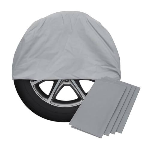 Reifentaschen Set 4-teilig (Grau) – XXL Reifentüten 110x110cm bis 22 Zoll | Reifensäcke für Reifen Aufbewahrung & Transport Extra starke 35µm Felgenschutzhüllen Schutzhüllen für Sommer- & Winterreifen