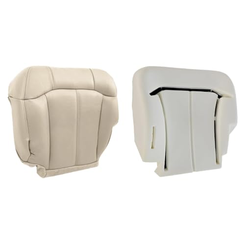 NLQR Front Driver Bottom Seat Cover Shale Light Tan 522 & Foam Cushion Compatible with Chevy Tahoe Suburban 1999 2000 2001 2002