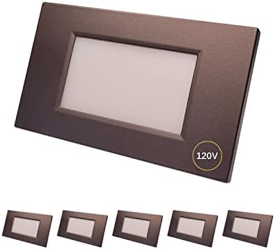 COLOER Dimmable 120V LED Step Lights,3000K/4000K/5000K 3 CCT Selectable 120°Floodlight, 3.5W 200LM Lights for Stairs,IP65 Waterproof Wired Landscape Stair Lighting for Home or Outdoor,6 Pack (803A)