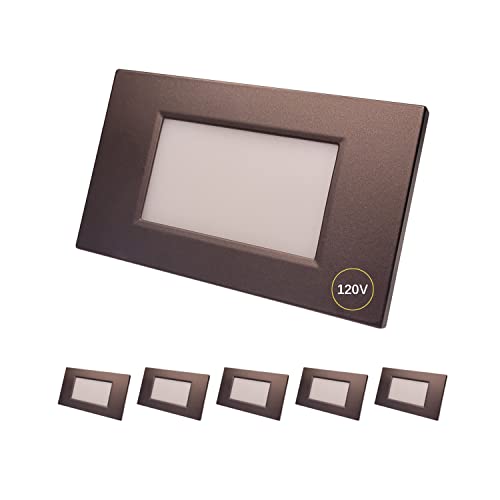 Coloer Dimmable 120V Led Step Lights,3000K/4000K/5000K 3 Cct Selectable 120°Floodlight, 3.5W 200Lm Lights For Stairs,Ip65 Waterproof Wired Landscape Stair Lighting For Home Or Outdoor,6 Pack (803A) #TOP29