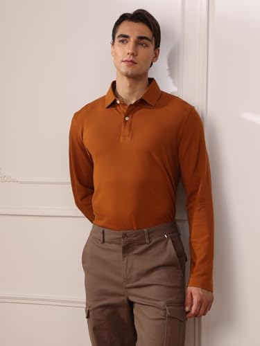 Cotton Pique Polo Shirts for Men Long Sleeve Casual Comfort Moisture Wicking Regular Fit2