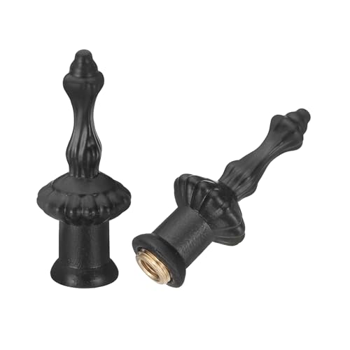 Image of PATIKIL 20x52mm Lamp Shade Finial, 2 Pcs Lamp Finials Caps Knob M10x1mm Threaded Zinc Alloy Solid Lamp Finial Decoration for Lamp Shade Table Floor Lamps, Black