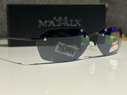 Le Troll Matrix Neo & Agent Smith Sunglasses Set - 2 Pairs with Pouches - UV Protection - Smoke Lenses - Unisex-Adults