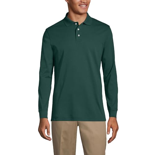 Lands' End School Uniform Men's Long Sleeve Interlock Polo Shirt