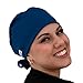 KimKaps Tie Back Surgical Nurse Scrub Hat - Beautiful Soft Cotton Themed Scrub hat Navy Cotton Solid - Style 3