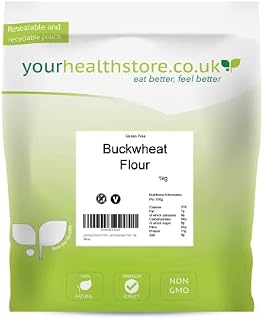 yourhealthstore Premium Gluten Free Buckwheat Flour 1kg, Non GMO, Vegan, (Recyclable Pouch).