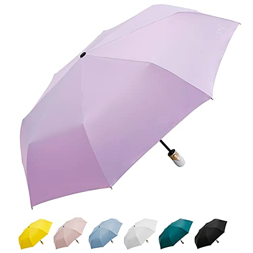 Parapluie compact résistant aux tempêtes avec ouverture automatique, parapluie transportable avec protection UV (50), poignée ergonomique, poche pour parapluie - Violet Cover