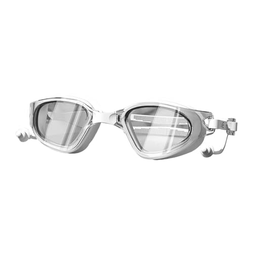 LIXSAZSE Gafas de natación con tapones para los oídos integrados, visión clara, correa ajustable, a prueba de fugas, equipo de natación cómodo, gafas con