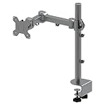 Allcam MDM11A Single Monitor Arm Stand w/Desk Mount Clamp & Grommet, Heavy-duty for 19"-32" LCD up to 10Kg in Silver