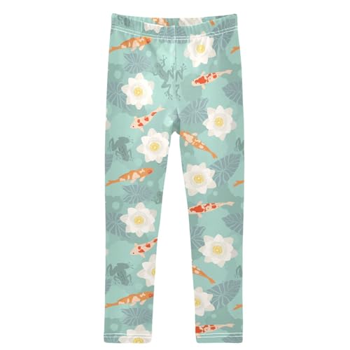 Girls' Leggings Marine Nature Fish Lily Ankle Length Printed Leggings Comfort Pants for Kids 4-10 Years