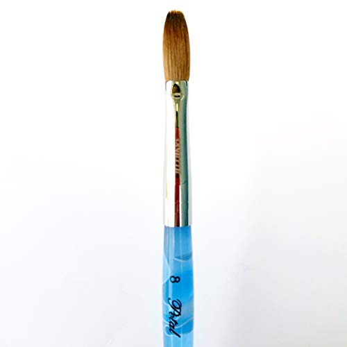 Kolinsky CRIMPED Blue Marble Handle Petal Acrylic Powder Nail Brush (Size 8)