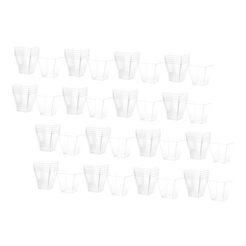 Frcolor 100個 透明硬質プラスチック製台形デザートカップ 携帯可能な前菜用カップ 使い捨てでパーティーやイベントにな多目的デザート容器