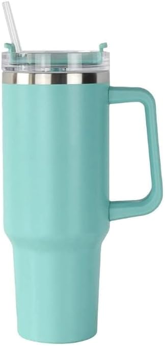 Miniatura 2 de Pen Kit Mall - Taza aislada de 40 onzas con asa para agua, café, bebidas frías y calientes  Diseño de acero inoxidable de doble pared, pajita ancha,
