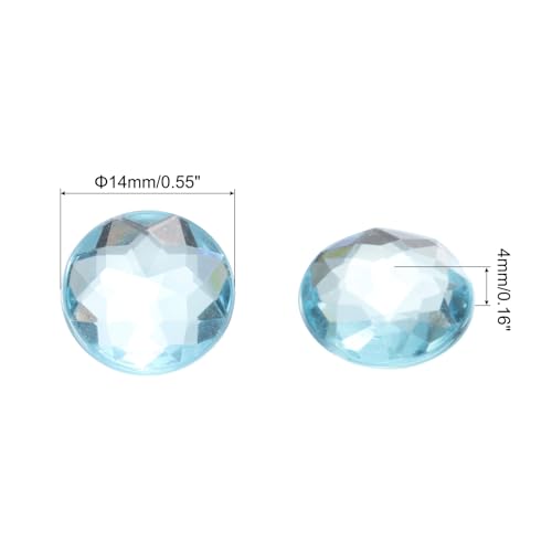 Image of MECCANIXITY Flat Back Round Acrylic Rhinestones,14mm Lake Blue Flatback Crystal Rhinestones for Crafts Clothes Shoes DIY Decoration Gifts 50Pcs