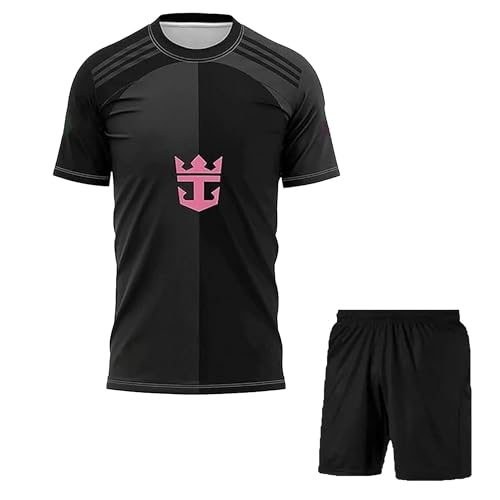 Image of Football Soccer Barce Messi 10 Jersey Set Football T-Shirt with Black Shorts (Kid's, Boy's & Men's)